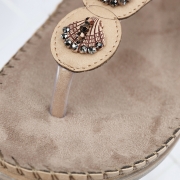 Fashion Summer Bohemia Beach Thong Flat Sandals With Beading