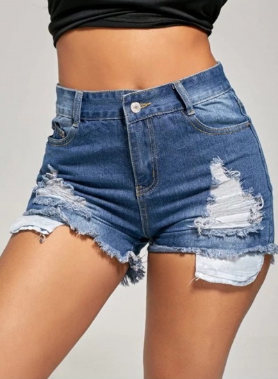 Fashion Washed and Brushed Denim Shorts for Women