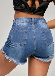 Fashion Washed and Brushed Denim Shorts for Women