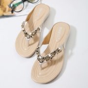 Fashion Bohemia Summer Beach Thong Flat Sandals With String Bead