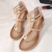 Fashion Summer Beach Thong Wedges Heel-covered Sandals With Zipper