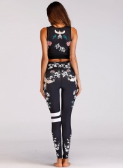 Fashion 2 Piece Skinny Floral Printed Sports Set