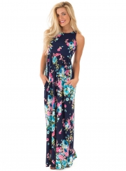 Summer Sexy Floral Printing Off The Shoulder Round Neck Dress