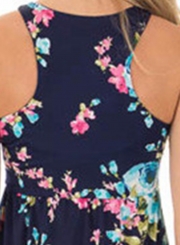 Summer Sexy Floral Printing Off The Shoulder Round Neck Dress