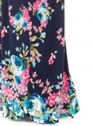 Summer Sexy Floral Printing Off The Shoulder Round Neck Dress