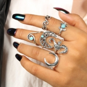 Fashion Alloy Circle Round 6 Pieces Finger Rings Multiple Sets Of Rings