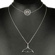 Fashion Bohemian Silver Bilayer Women Pendant Necklace