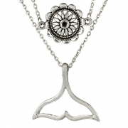 Fashion Bohemian Silver Bilayer Women Pendant Necklace