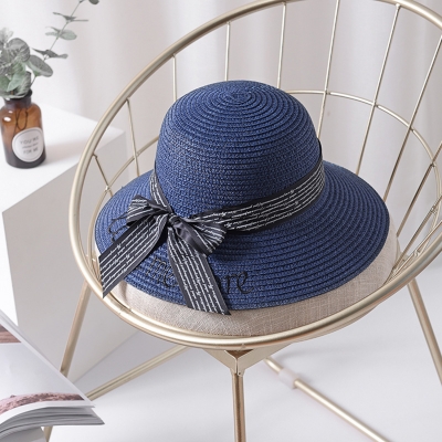 Straw Floppy Foldable Rolled Up Beach Sunscreen Hat With Bow lonhooker.com