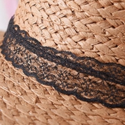 Fashion Casual Summer Wide Brim Straw Dome Sun Hat With Lace