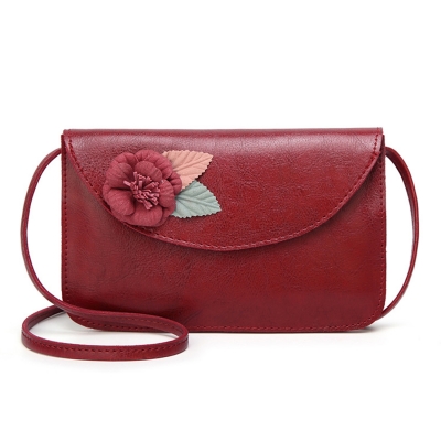 Casual Vintage Leather Cross Body Bag Shoulder Flap With Flower zecalaba.com