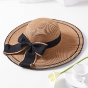 Straw Floppy Foldable Rolled Up Beach Sunscreen Hat With Big Bow