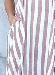 Irregular Loose Striped Spaghetti Strap Maxi Dress