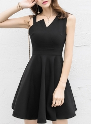 Fashion Solid Irregular Sleeveless High Waist Cocktail Dress