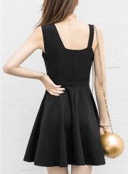 Fashion Solid Irregular Sleeveless High Waist Cocktail Dress