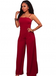 Fashion Spaghetti Strap Lace-up Sleeveless Boot Cut Jumpsuits