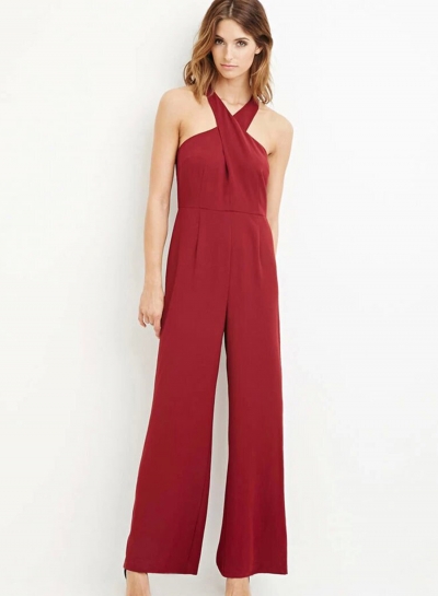 Fashion Sexy Solid Off The Shoulder Wide Leg Jumpsuits With Zip