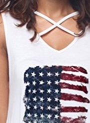 Casual Irregular Loose Sleeveless Criss Cross V Neck Tank