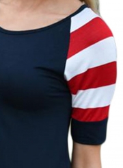 Black Stars Stripes Short Sleeve Women Tee