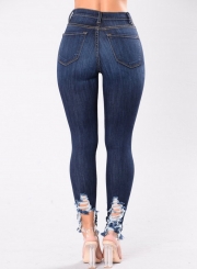 Fashion Sexy Slim Ripped High Waist Denim Pencil Pants