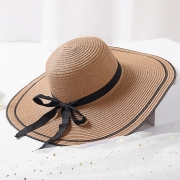 Big Brim Hat Floppy Foldable Straw Hat Summer Beach Hat with bowknot