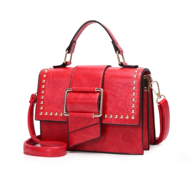 Vintage Leather Handbag Cross Body Shoulder Bag With Rivet