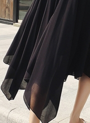 Fashion Solid Irregular Mesh High Waist A-line Chiffon Skirt