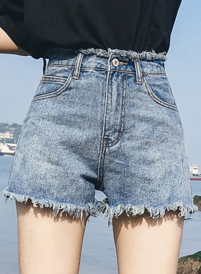 High Waist Retro Wash Casual Culotte Denim Shorts With Pockets zecalaba.com