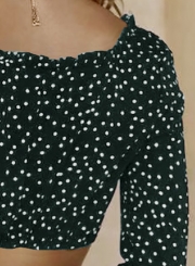 Summer Sexy Loose Off The Shoulder Polka Dots Long Sleeve Crop Top