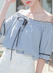 Summer Sexy Off The Shoulder Polka Dots Half Sleeve Loose Blouse