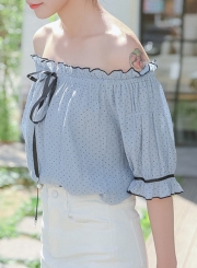 Summer Sexy Off The Shoulder Polka Dots Half Sleeve Loose Blouse