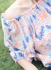 Summer Sweet Floral Printed Off The Shoulder Lantern Sleeve Loose Blouse