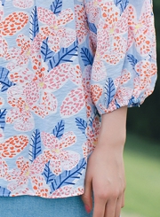 Summer Sweet Floral Printed Off The Shoulder Lantern Sleeve Loose Blouse