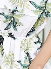 Summer Sweet Off The Shoulder Pineapple Print Elastic Waist A-line Dress