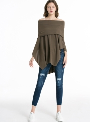 Fashion Casual Off Shoulder Irregular Loose Fit Solid Tee