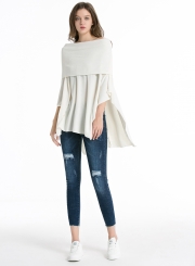 Fashion Casual Off Shoulder Irregular Loose Fit Solid Tee