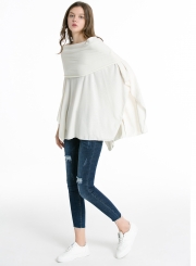 Fashion Casual Off Shoulder Irregular Loose Fit Solid Tee