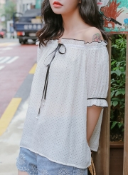 Summer Sexy Off The Shoulder Polka Dots Half Sleeve Loose Blouse