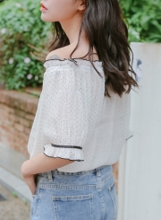 Summer Sexy Off The Shoulder Polka Dots Half Sleeve Loose Blouse