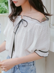 Summer Sexy Off The Shoulder Polka Dots Half Sleeve Loose Blouse