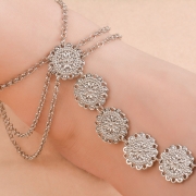 Fashion Vinatge Concise Alloy Carved Disk Tassel Anklets