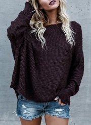 Sexy Off The Shoulder Long Sleeve Loose Solid Sweater