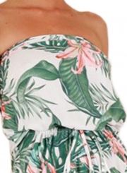 Summer Sexy Floral Print Chest Wrapped Elastic Waist Beach Dress