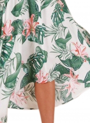 Summer Sexy Floral Print Chest Wrapped Elastic Waist Beach Dress