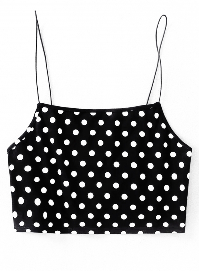 Sexy Slim Polka Dots Spaghetti Strap Backless Crop Top Camisole zecalaba.com