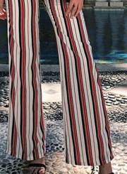 Sexy Striped 2 Piece Off Shoulder Front Bow Crop Top Wide Leg Pants