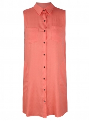 Summer Loose Turn-Down Collar Button Down Dress With Pockets