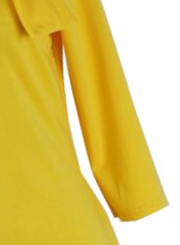 High Neck Half Sleeve Bow Tie Sexy Solid Color Bodycon Dress