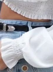 Sexy Off Shoulder Long Sleeve Crop Top Slim Blouse