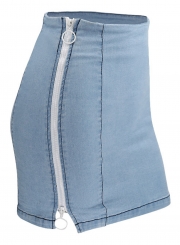 Summer Sexy High Waist Side Zip Slim Denim Skirt